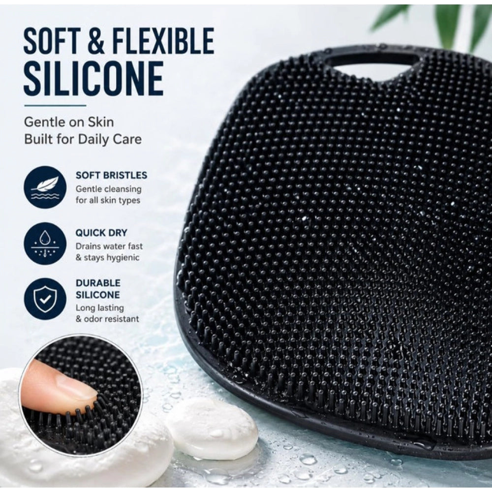 Amfyn Pack of 2 Silicone Body Scrubber Bath Brush (Black)