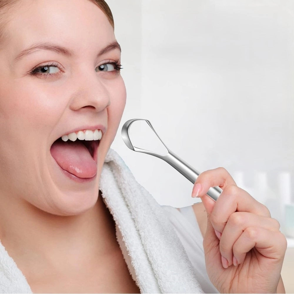 Amfyn Pack of 5 Stainless Steel Tongue Scraper (Silver)
