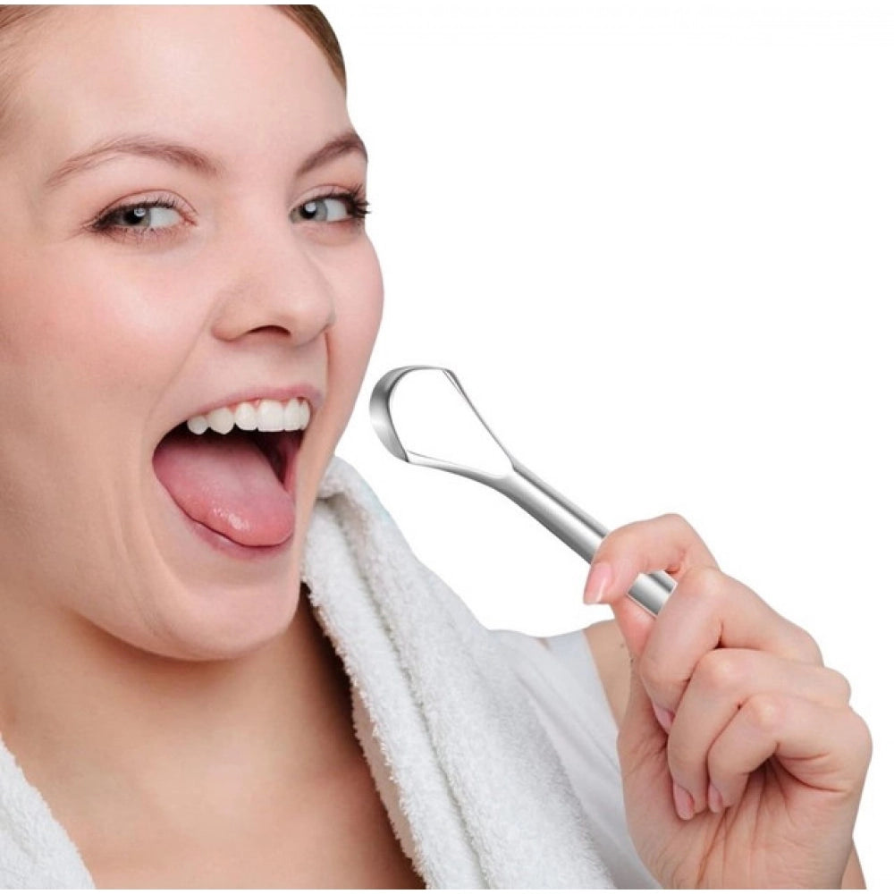 Amfyn Pack of 5 Stainless Steel Tongue Scraper (Silver)