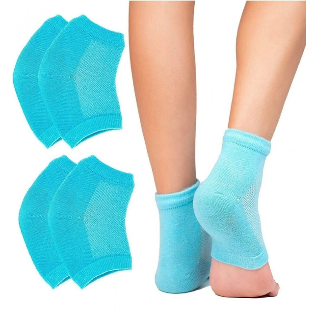 Amfyn Pack of 2 Half Gel Cotton Heel Socks (Blue)