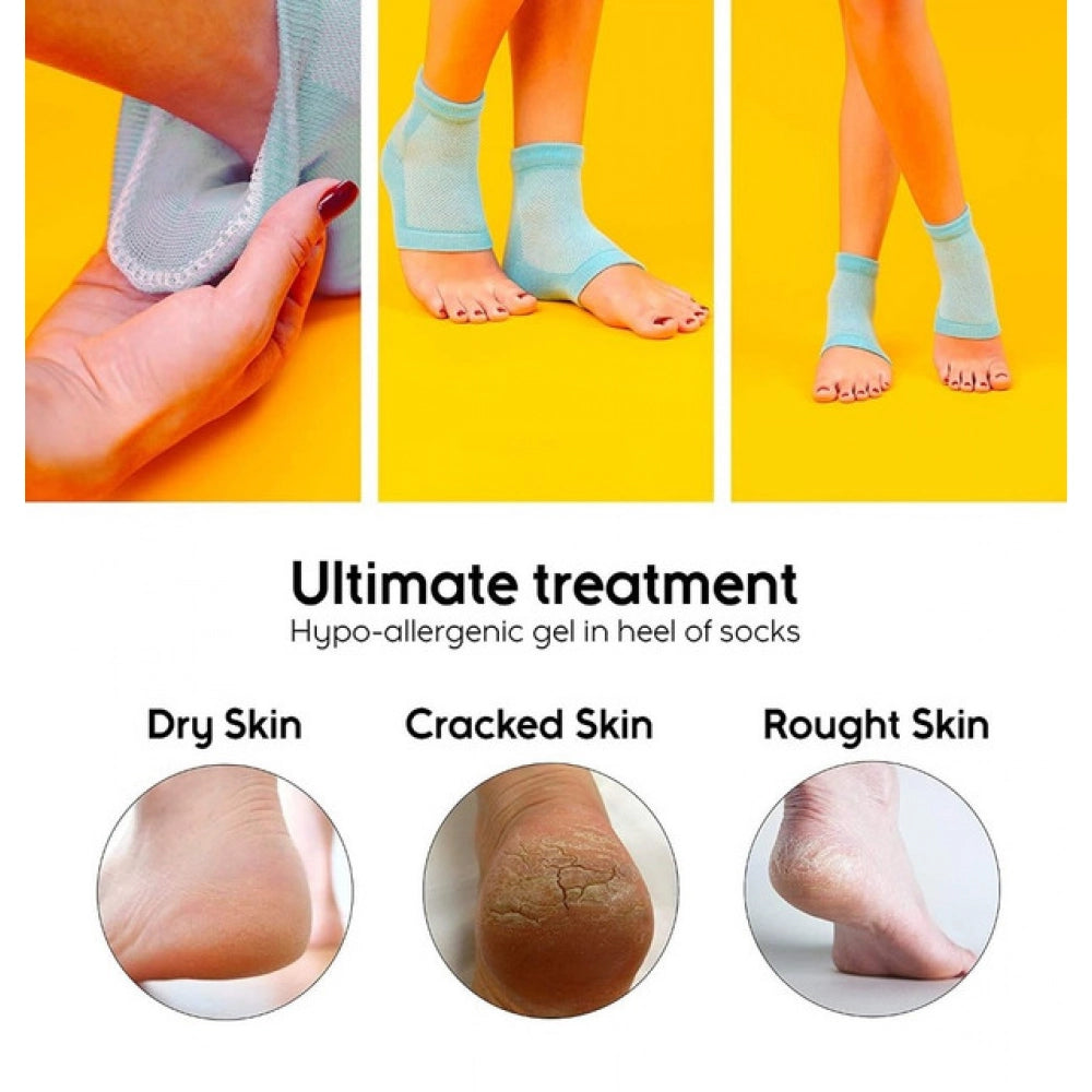 Amfyn Pack of 2 Half Gel Cotton Heel Socks (Blue)