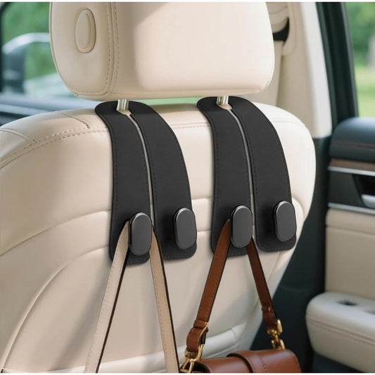 Amfyn Pack of 2 Leather Car Seat Headrest Hook (Black)