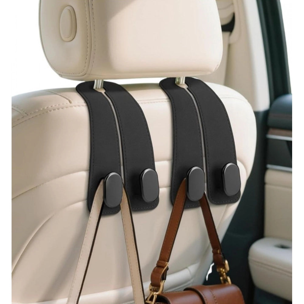 Amfyn Pack of 2 Leather Car Seat Headrest Hook (Black)