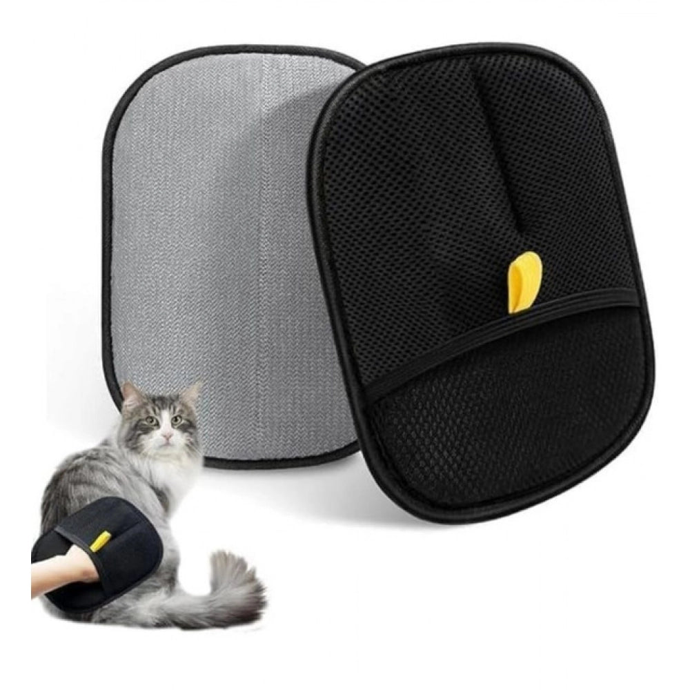 Amfyn Pack of 2 Cat Dog Hair Remover Gloves (Black)
