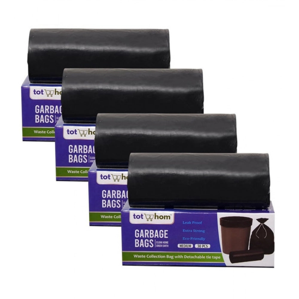 Amfyn Pack of 4 Plastic 19 x 21 Inches Garbage Bag (Black)