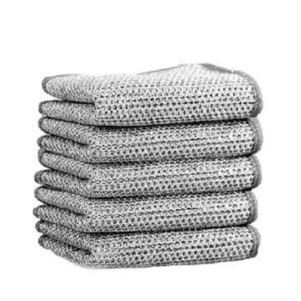 Amfyn Pack of 5 Stainless Steel Dishwash Scrub (Silver)