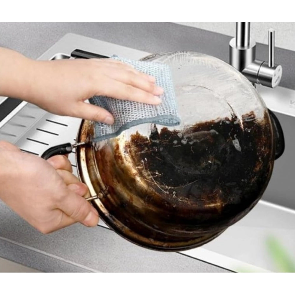 Amfyn Pack of 5 Stainless Steel Dishwash Scrub (Silver)
