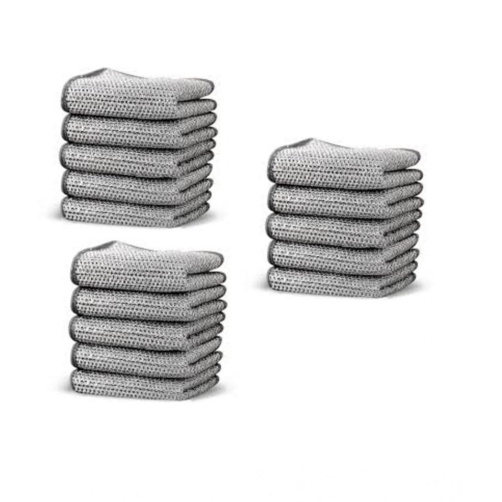 Amfyn Pack of 15 Stainless Steel Dishwash Scrub (Silver)