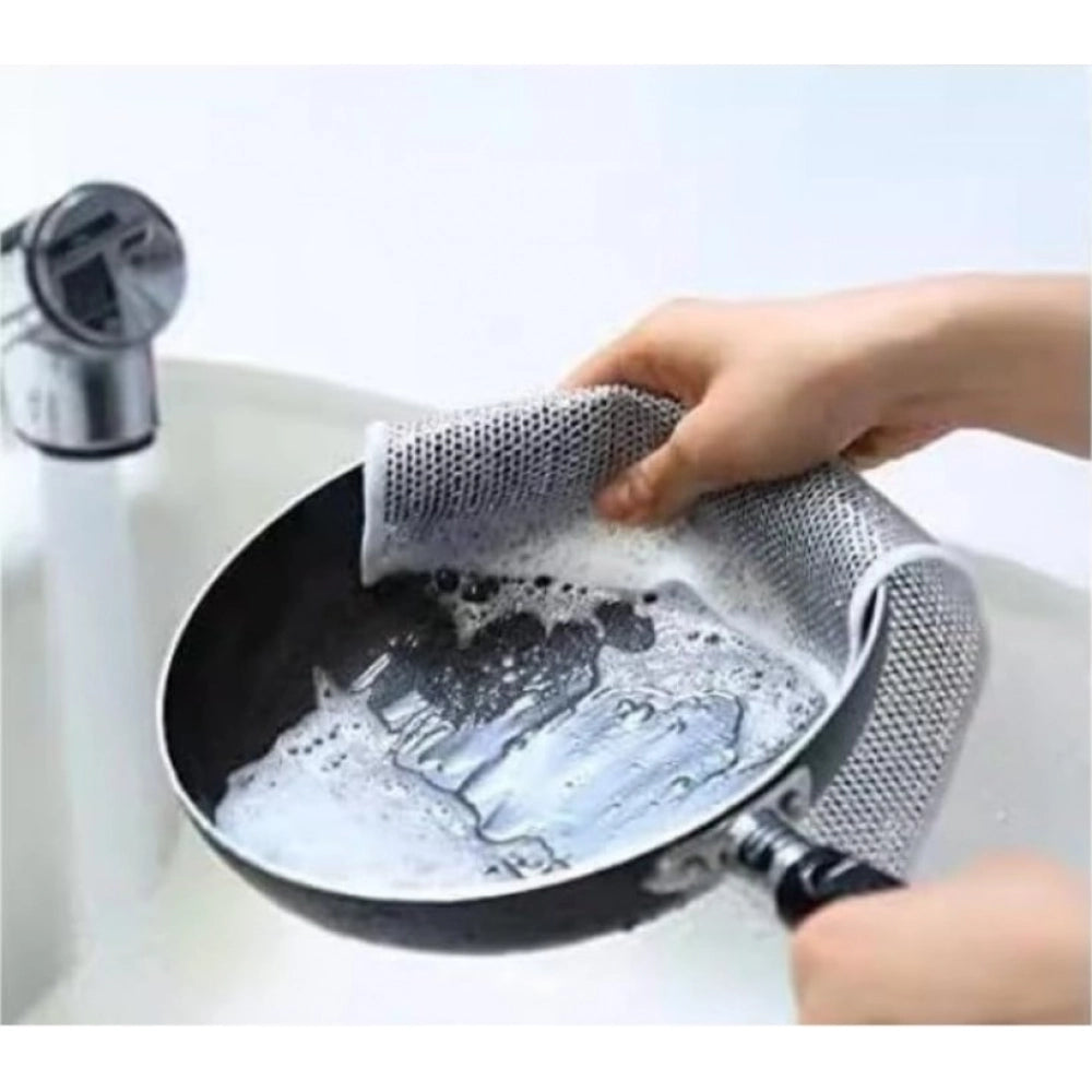 Amfyn Pack of 15 Stainless Steel Dishwash Scrub (Silver)