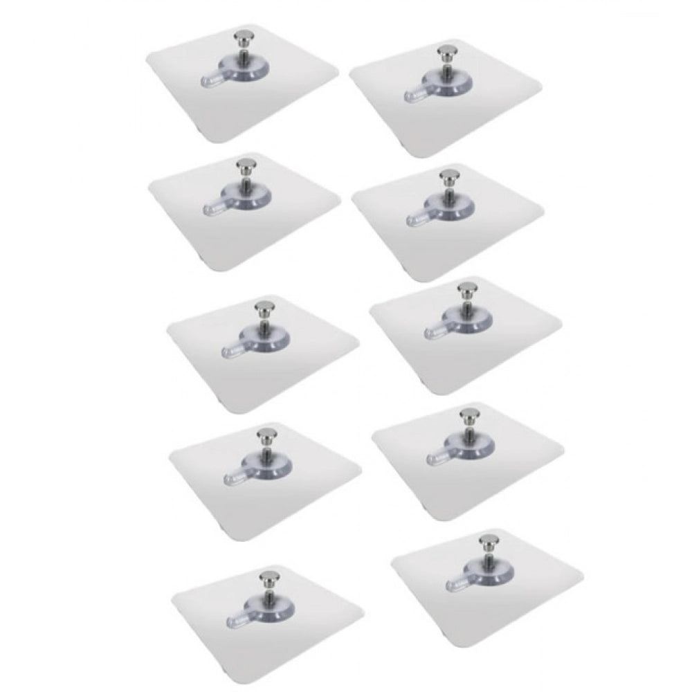 Plastic wall hooks pack with chrome-style hooks and square backing, multiple units