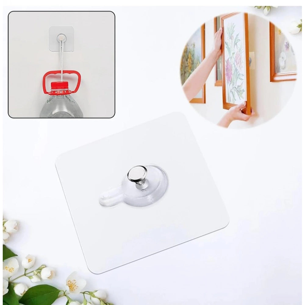 Plastic wall hook with metal latch and square backing, single unit