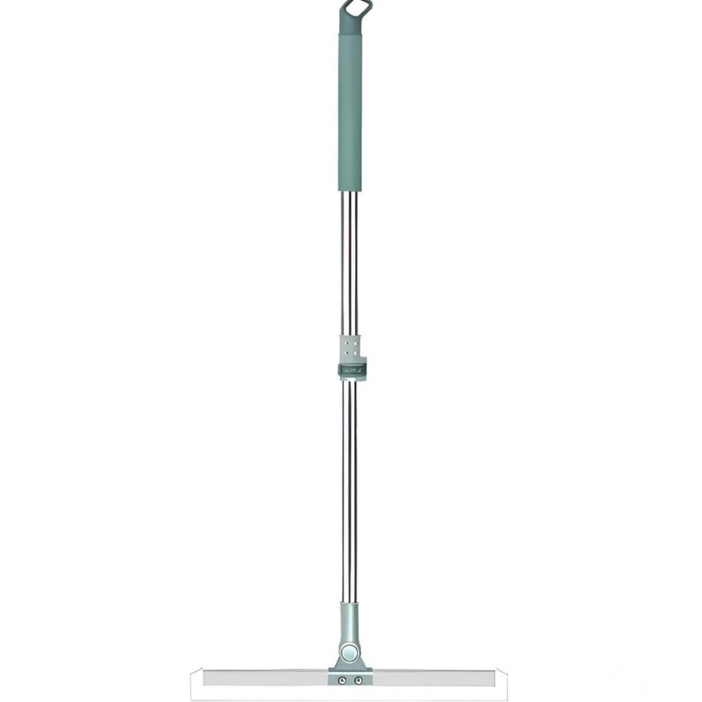 Telescopic floor wiper with teal handle and white squeegee head on metal rod