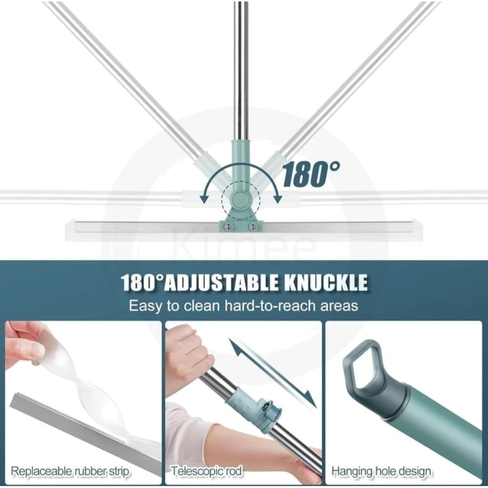 Adjustable knuckle floor wiper with wide bar head and hanging hole handle