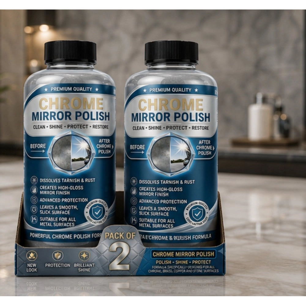 Amfyn Pack of 2 Chrome Mirror Polish Liquid Bottles 100 ML
