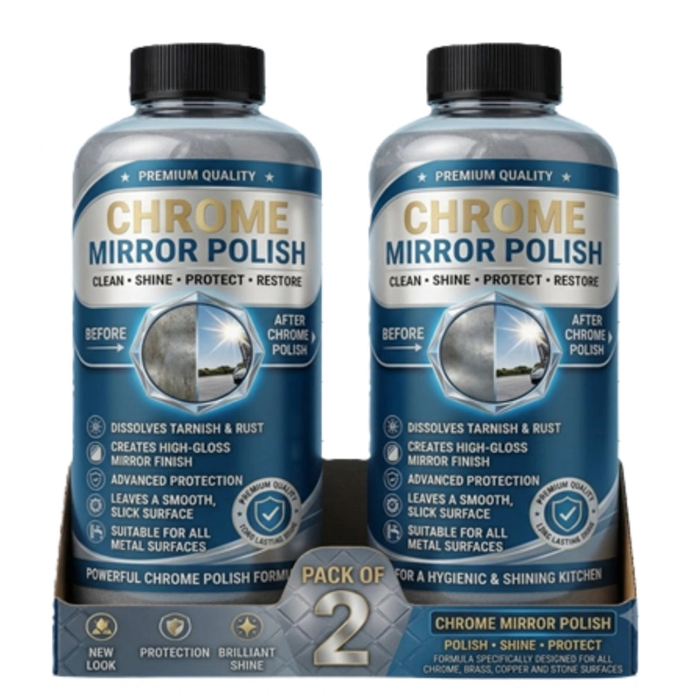 Amfyn Pack of 2 Chrome Mirror Polish Liquid Bottles 100 ML