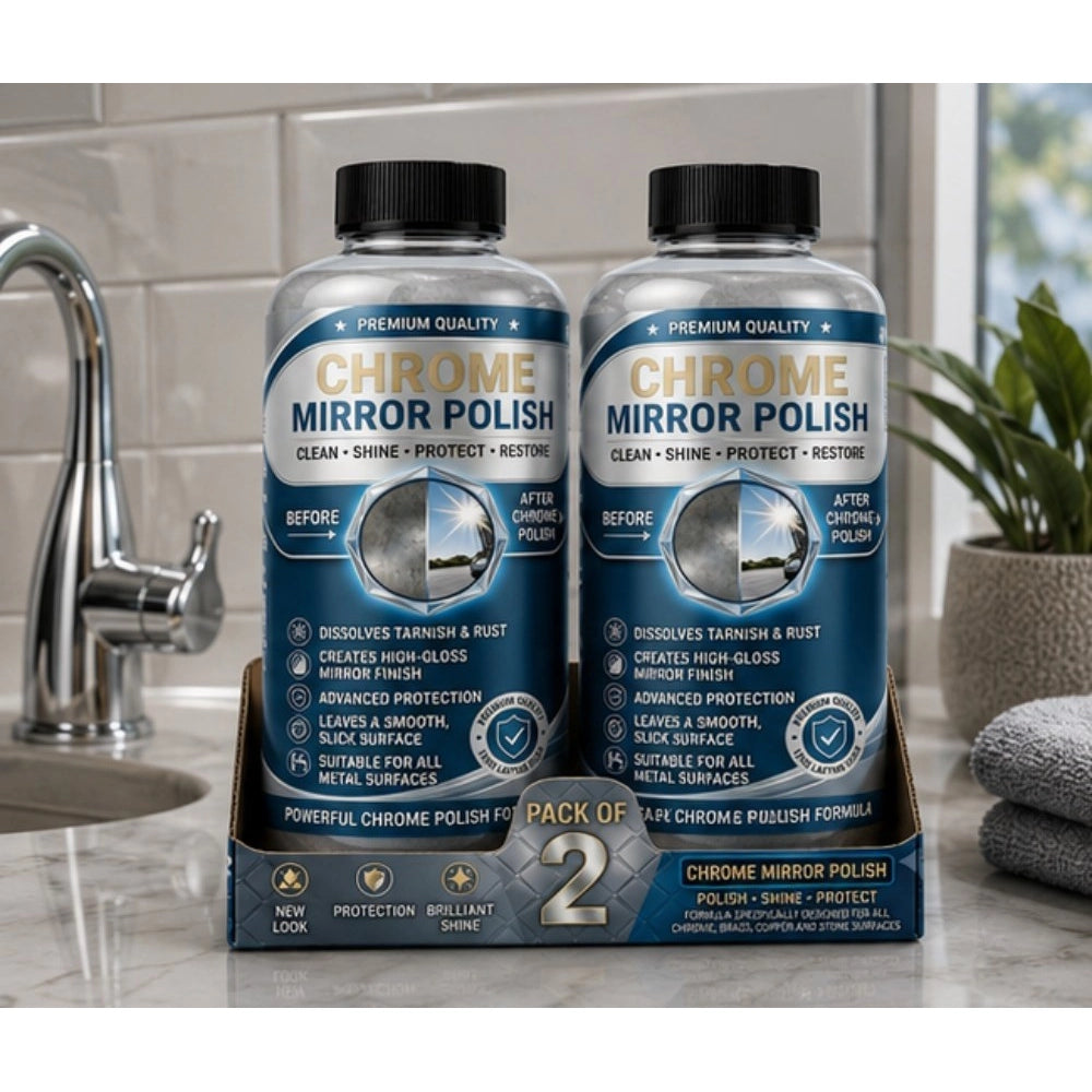 Amfyn Pack of 2 Chrome Mirror Polish Liquid Bottles 100 ML