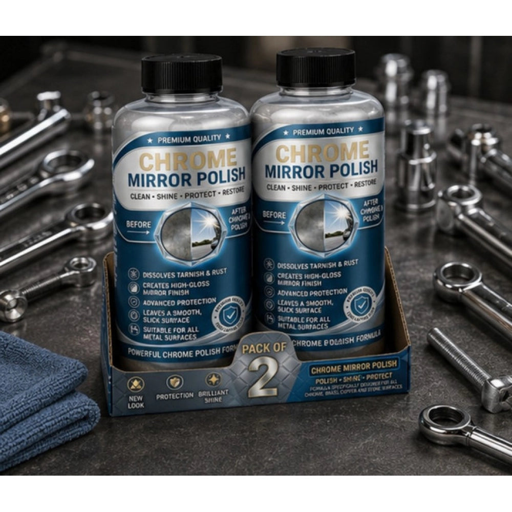 Amfyn Pack of 2 Chrome Mirror Polish Liquid Bottles 100 ML