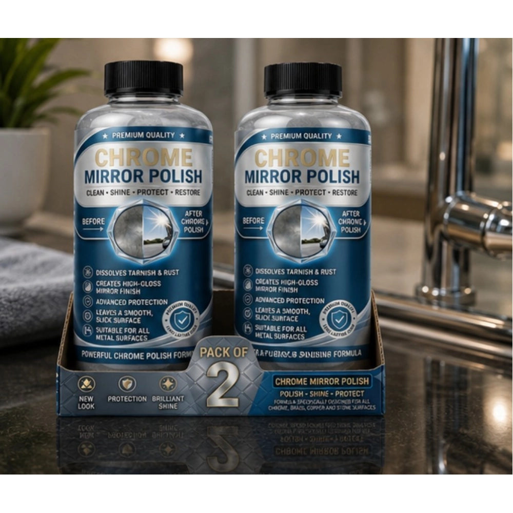 Amfyn Pack of 2 Chrome Mirror Polish Liquid Bottles 100 ML