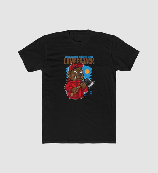 Men's black crew-neck short-sleeve T-shirt with centered graphic print