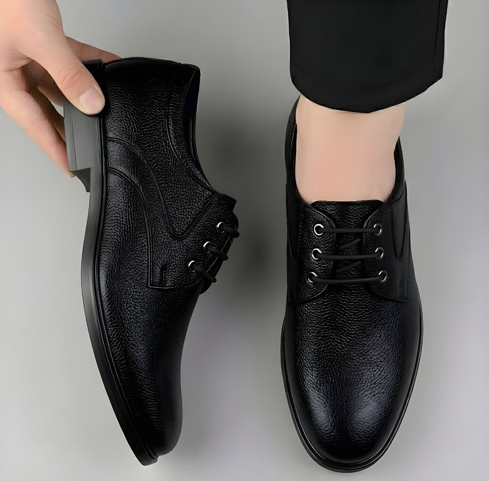 Generic Men's Synthetic Leather Solid Lace-Up Formal Shoes (Black)