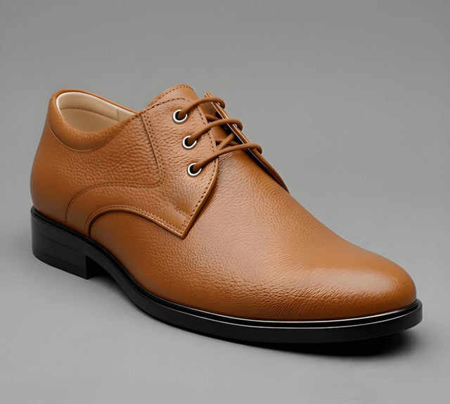 Generic Men's Synthetic Leather Solid Lace-Up Formal Shoes (Tan)