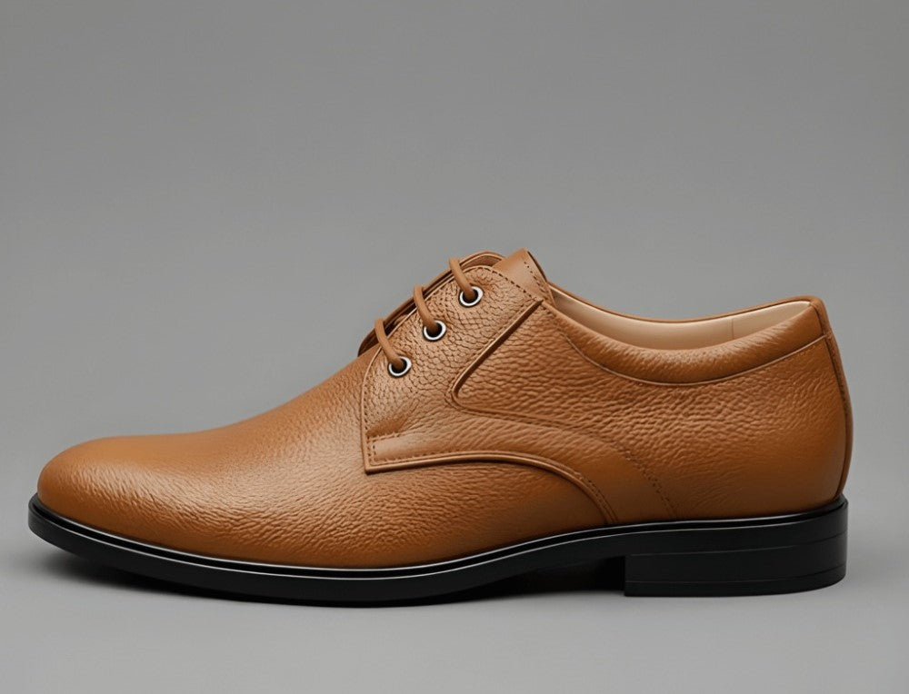 Generic Men's Synthetic Leather Solid Lace-Up Formal Shoes (Tan)