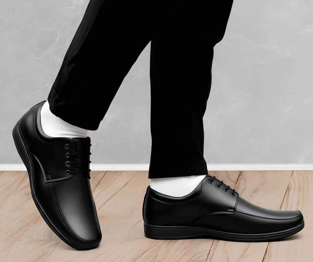 Generic Men's Synthetic Leather Solid Lace-Up Formal Shoes (Black)