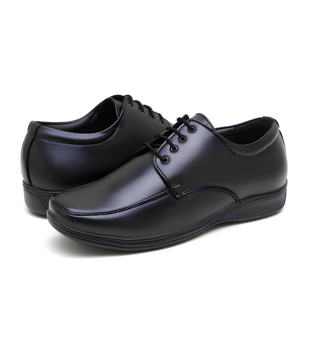 Generic Men's Synthetic Leather Solid Lace-Up Formal Shoes (Black)
