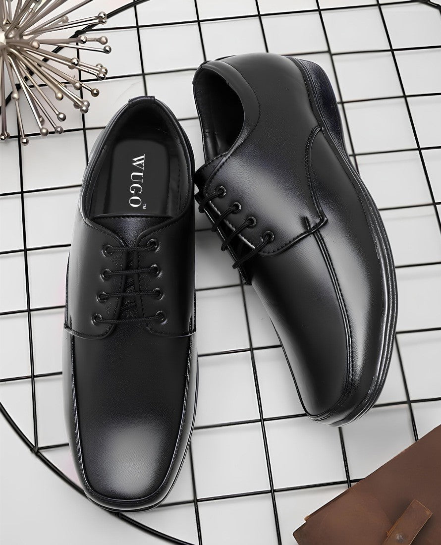 Generic Men's Synthetic Leather Solid Lace-Up Formal Shoes (Black)