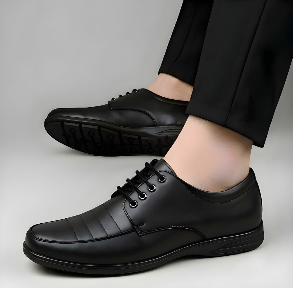Generic Men's Synthetic Leather Solid Lace-Up Formal Shoes (Black)
