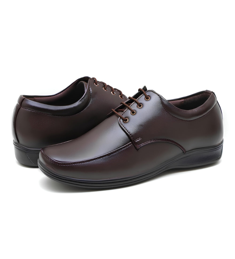 Generic Men's Synthetic Leather Solid Lace-Up Formal Shoes (Brown)
