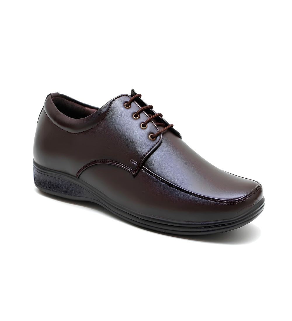 Generic Men's Synthetic Leather Solid Lace-Up Formal Shoes (Brown)