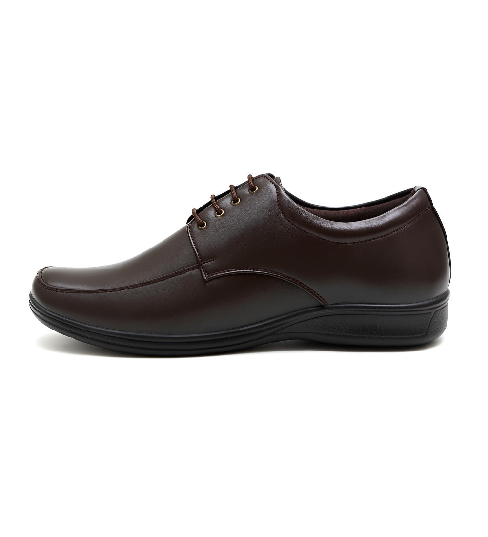 Generic Men's Synthetic Leather Solid Lace-Up Formal Shoes (Brown)