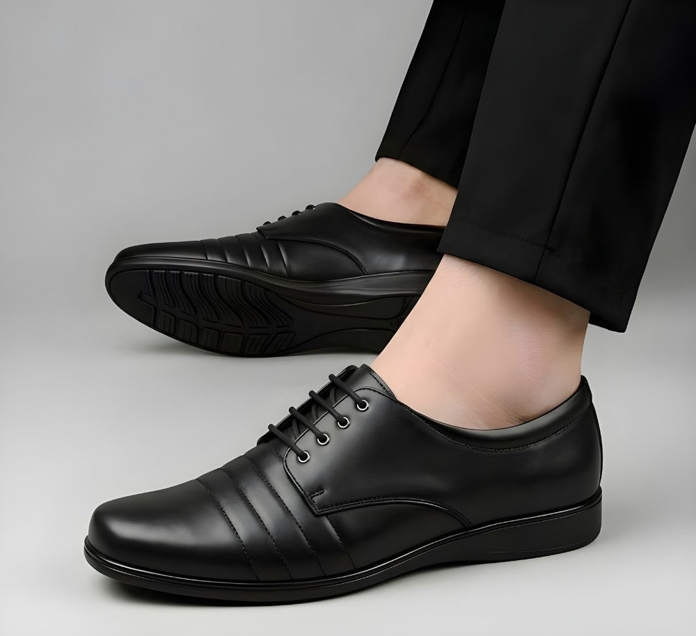 Generic Men's Synthetic Leather Solid Lace-Up Formal Shoes (Black)