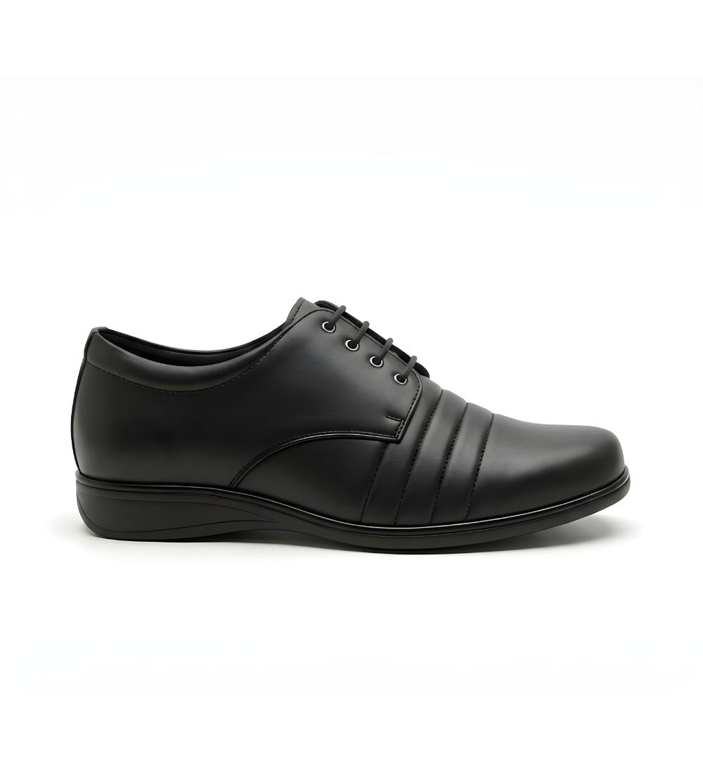 Generic Men's Synthetic Leather Solid Lace-Up Formal Shoes (Black)