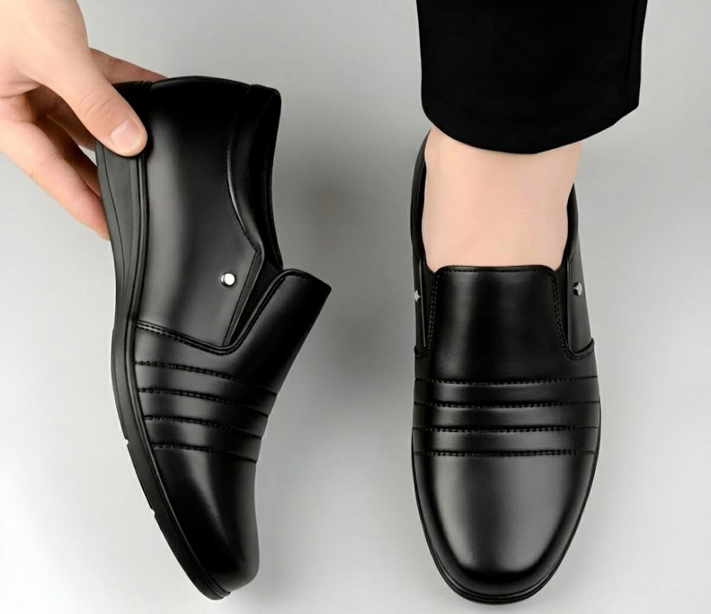 Generic Men's Synthetic Leather Solid Slip-On Formal Shoes (Black)