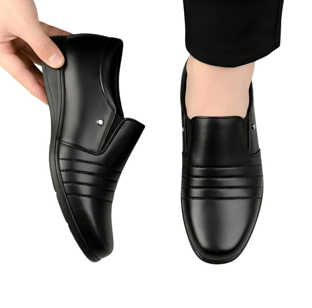 Generic Men's Synthetic Leather Solid Slip-On Formal Shoes (Black)