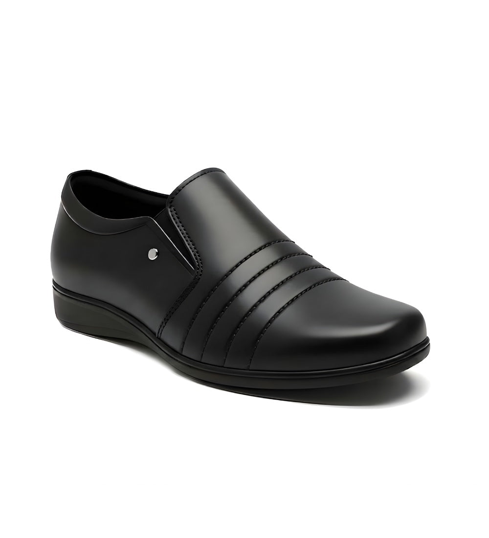 Generic Men's Synthetic Leather Solid Slip-On Formal Shoes (Black)