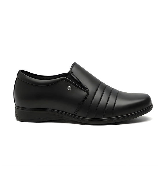 Generic Men's Synthetic Leather Solid Slip-On Formal Shoes (Black)