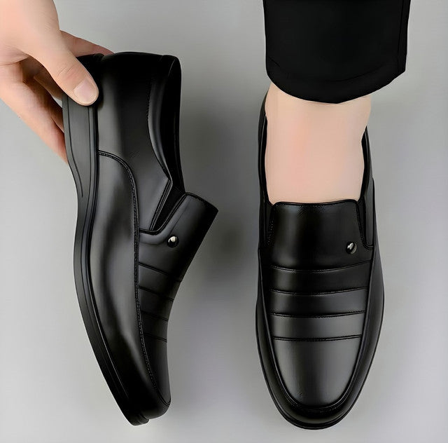 Generic Men's Synthetic Leather Solid Slip-On Formal Shoes (Black)
