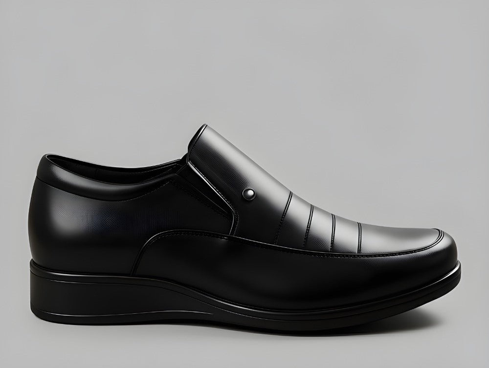 Generic Men's Synthetic Leather Solid Slip-On Formal Shoes (Black)