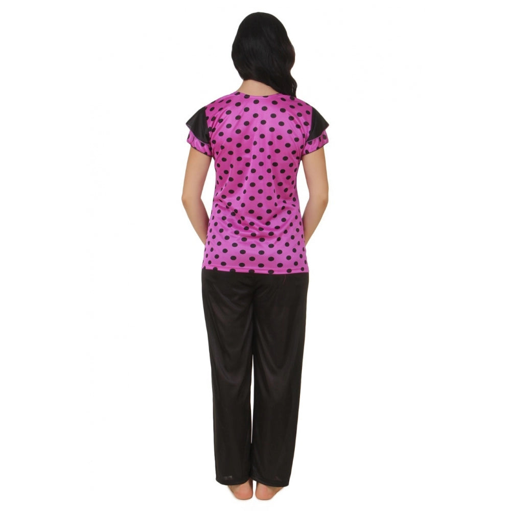 Women's Satin Top And Pyjama Set Mega Sleeve(Color: Sandal, Neck Type: Square Neck)