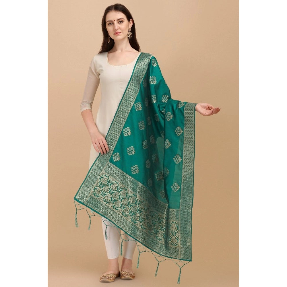 Fashion Women's Silk Pure Zari weaving Duppatta (Green, Leangth: 2-2.3 Mtrs)