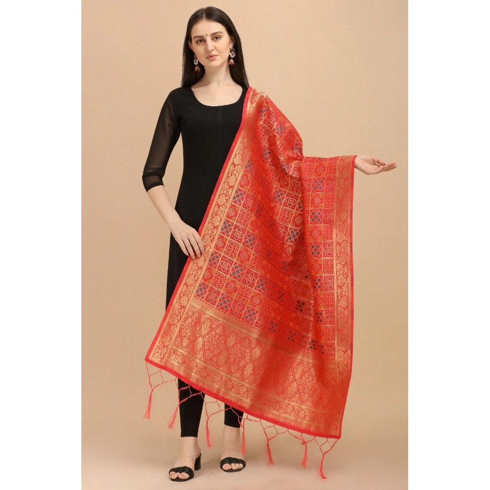 Fashion Women's Silk Pure weaving Work Duppatta (Red, Leangth: 2-2.3 Mtrs)