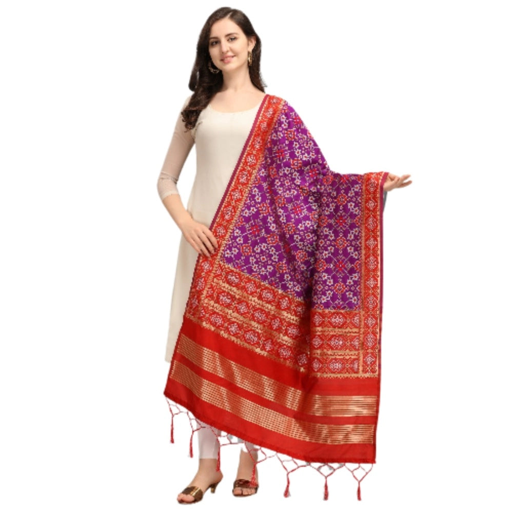 Fashion Women's Silk Pure weaving Work Duppatta (Purple, Leangth: 2-2.3 Mtrs)