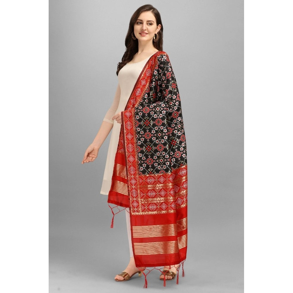 Fashion Women's Silk Pure weaving Work Duppatta (Black, Leangth: 2-2.3 Mtrs)