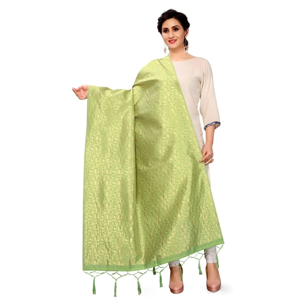 Fashion Women's Silk Pure weaving Work Duppatta (Light Green, Leangth: 2-2.3 Mtrs)